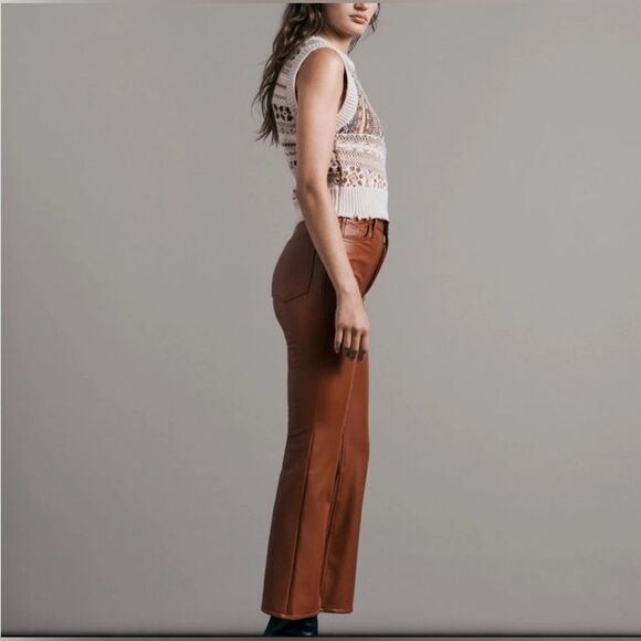 Rag & Bone Casey Cropped Faux Leather Bootcut Trousers NWT - Picture 2 of 13